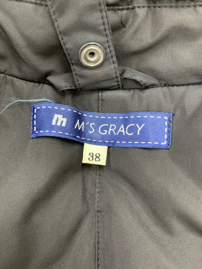 エムズグレイシー 129507 ダウンコート 38 ブラック Wジップアップ ボタン フード付き IT3OWV19ZVMI