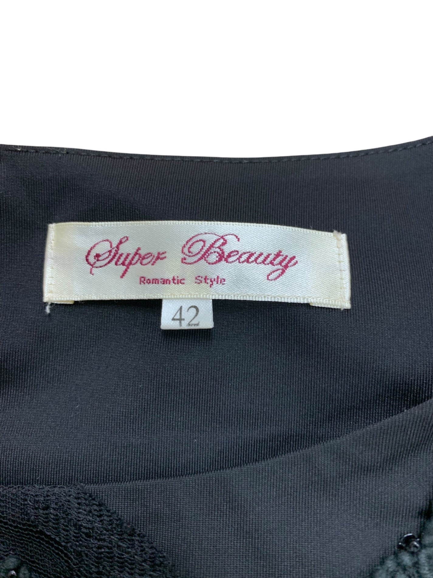 スーパービューティー ワンピース 42 ブラック 花 ビジュー レース ITE5TAMW4YXS 【SALE】