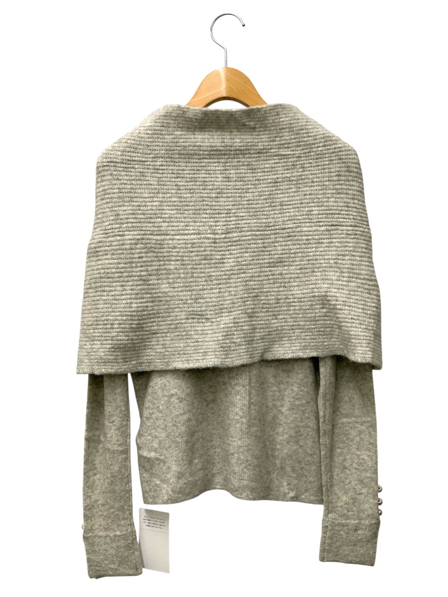 エムズグレイシー Off Shoulder Knit 818596 ニット セーター 38 グレー ウール混 袖パール付 ITN85AE6ORFS