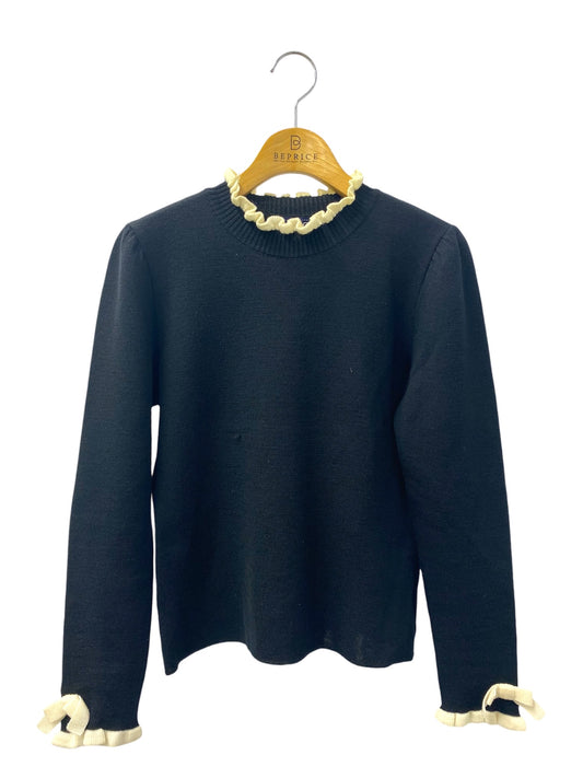 エムズグレイシー 018702 ニット セーター 40 ブラック フリル リボン IT1CLHY0EY12