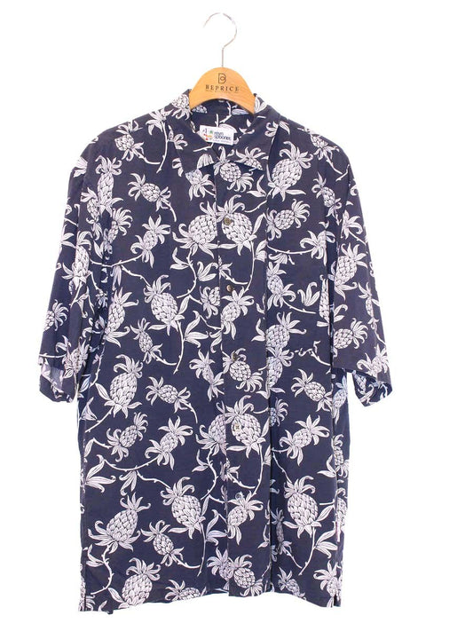 レインスプーナー 別注 オープンカラー 半袖 シャツ 3216-699-1523 アロハシャツ L ネイビー 20SS ITSOWCEHJJOH
