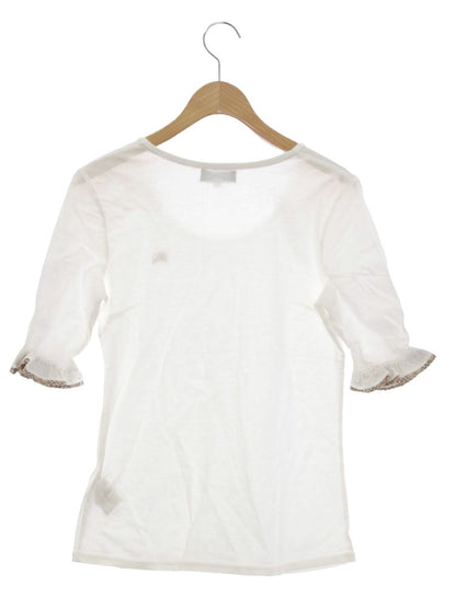 バーバリーブルーレーベル E1P49-562-02 カットソー 38 ホワイト 袖フリル チェック柄 IT9YYR8JIOQC