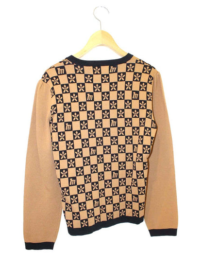 エムズグレイシー Monogram Cardigan 818529 カーディガン 40 ブラウン フラワーWジップ ニット IT93NDRJD2D5