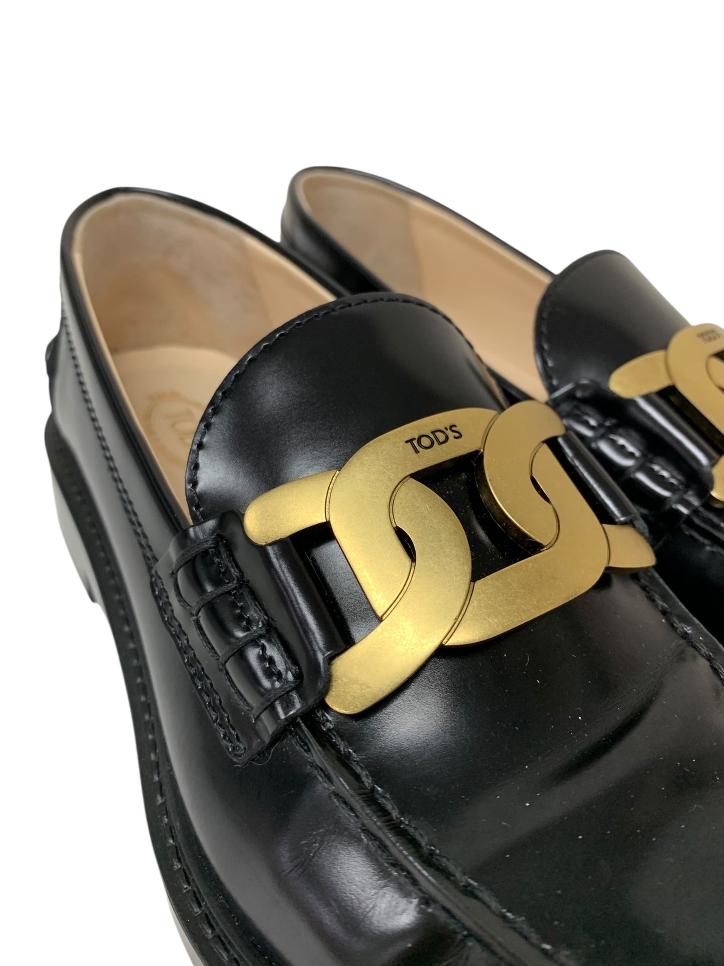 トッズ XXW59C0EN90SHAB999 ローファー 37 ブラック ケイト メタルチェーン IT3ODNMNP77K