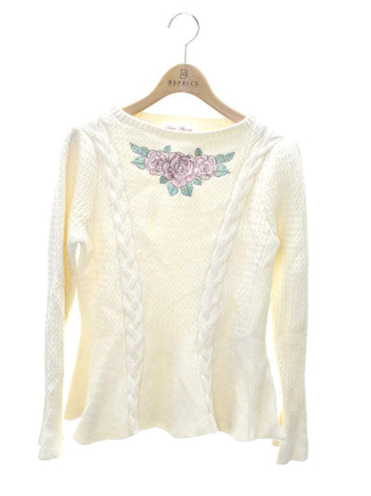スーパービューティー セーター 40 アイボリー 編み込み バラ 刺繍 IT5PFK1SN0VE