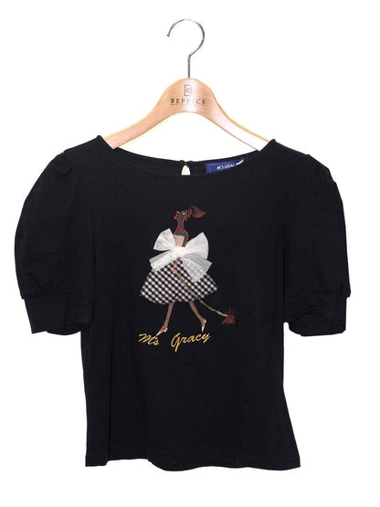 エムズグレイシー 215307 カットソー 38 ブラック 女の子モチーフ付きカットソー IT6KYVSLJMIW