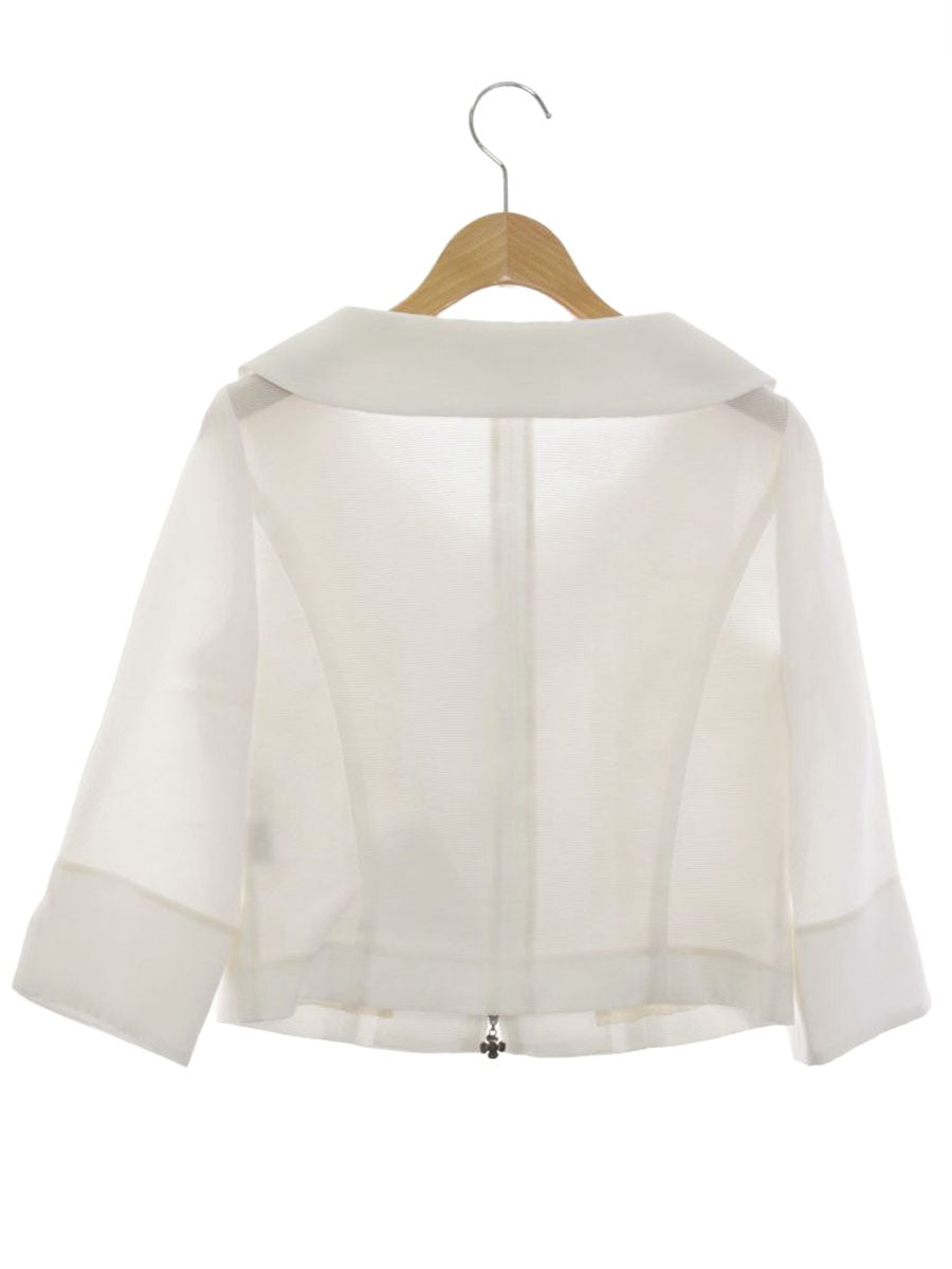 エムズグレイシー 724315 ジャケット 36 ホワイト カメリアジップ IT1XQON1LCF0