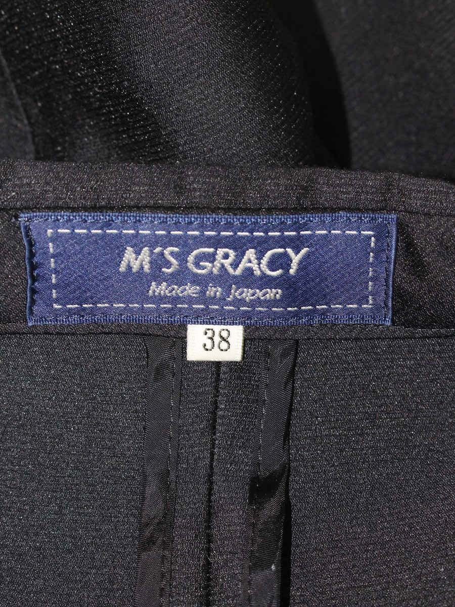 エムズグレイシー 724315 ジャケット 38 ネイビー カメリアジップ ITHKSFJSHBCL