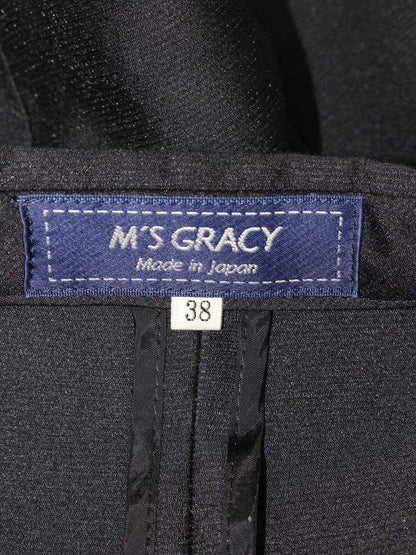 エムズグレイシー 724315 ジャケット 38 ネイビー カメリアジップ ITHKSFJSHBCL