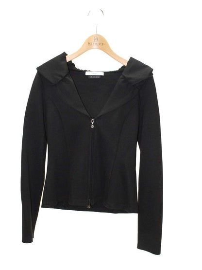 ルネ relax 6337090 ジャケット 36 ブラック カメリアWジップ ボリューム襟 ITBIKHWTRHU0