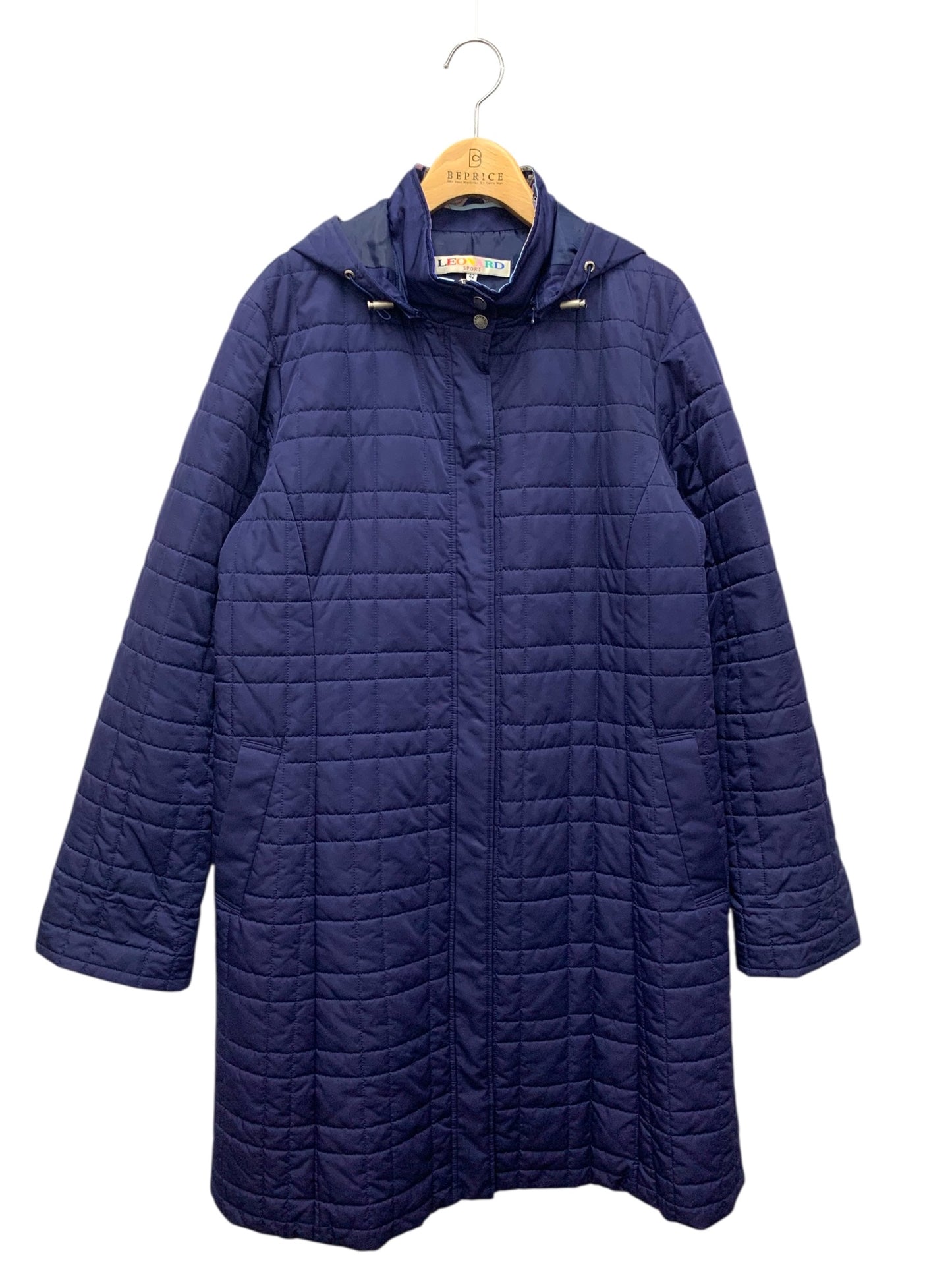 レオナールスポーツ 0526666 キルティングジャケット 42 ネイビー フード付 IT34W5JD5PT1