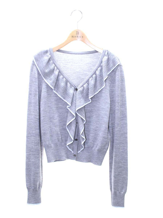 フォクシーブティック Feather Ruffle Cardigan 36687 カーディガン 40 グレー フリル IT360I1318Y6