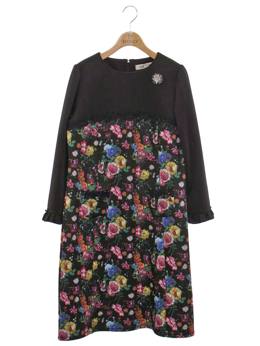 スーパービューティー ワンピース 40 ブラック フラワープリント ITO671S323BC