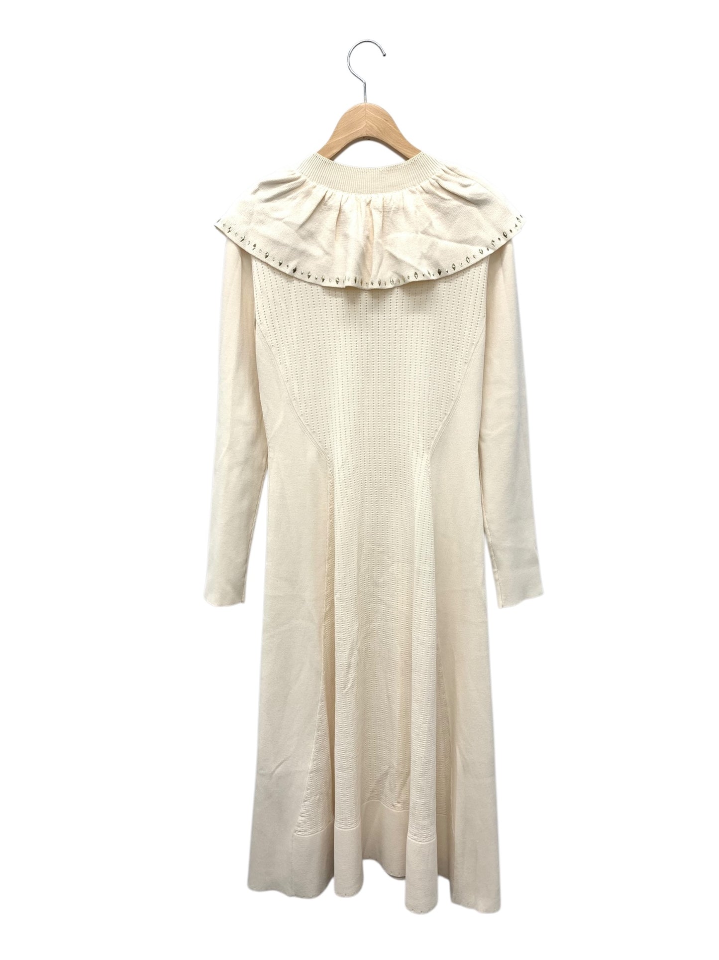 セルフォード CWN0214077 ワンピース 36 ベージュ ニット 衿ビジュー ITL8TSQMLKYW