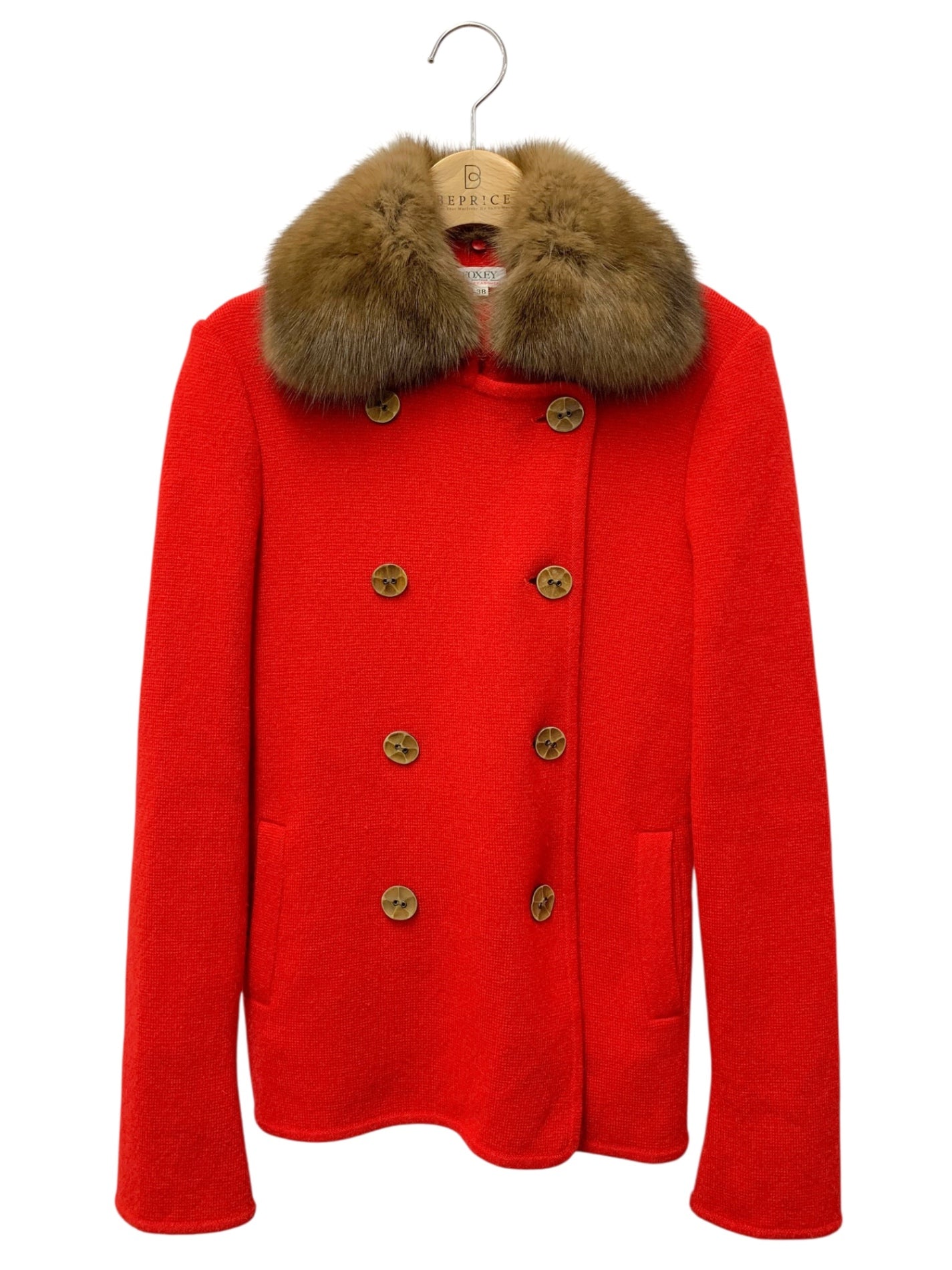 フォクシーブティック 20798 ジャケット 38 レッド カシミヤ ニット セーブル ITMMKQ7JY9ES