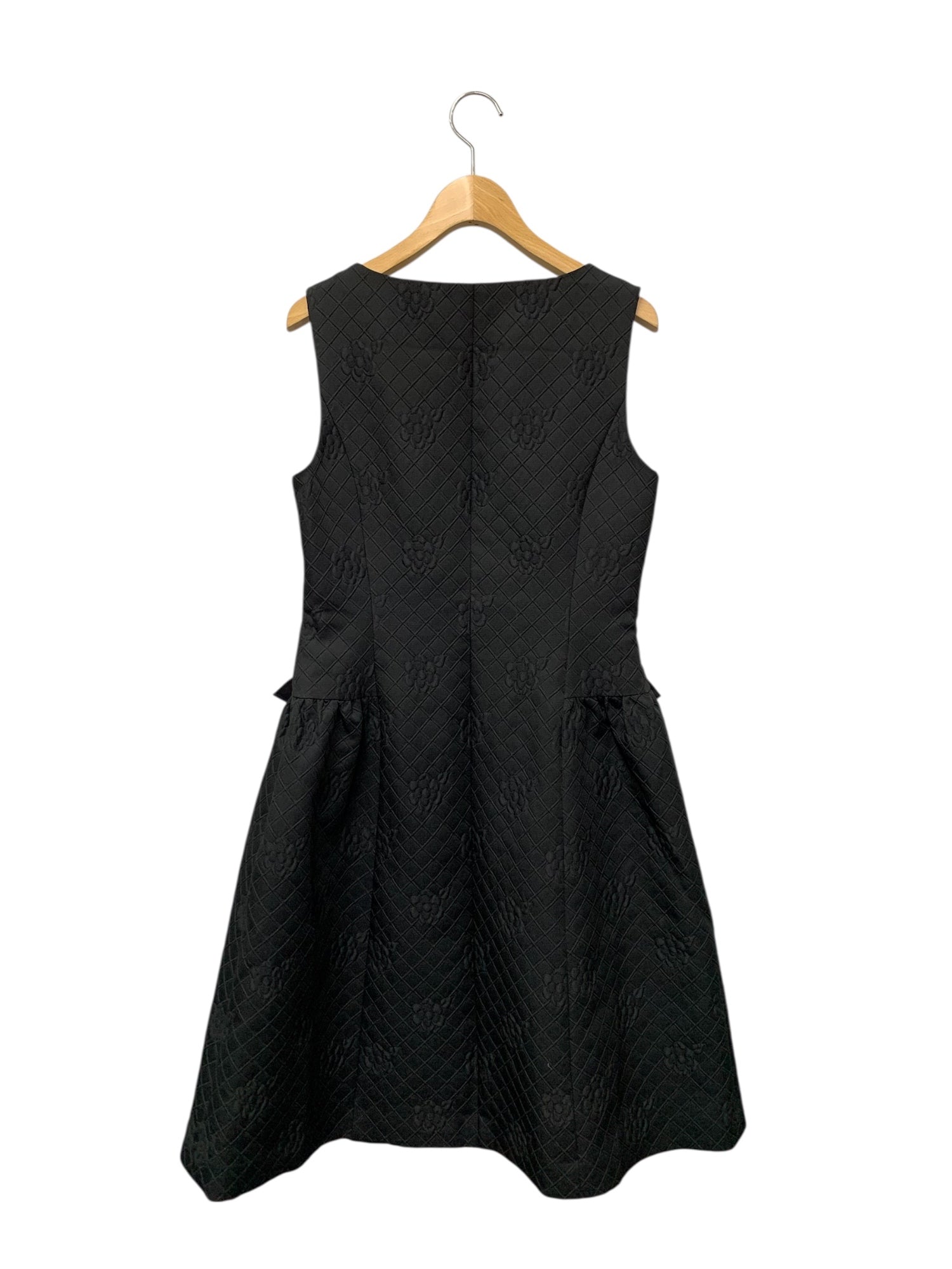 エムズグレイシー 311507 ワンピース 38 ブラック エンボス 花 リボン