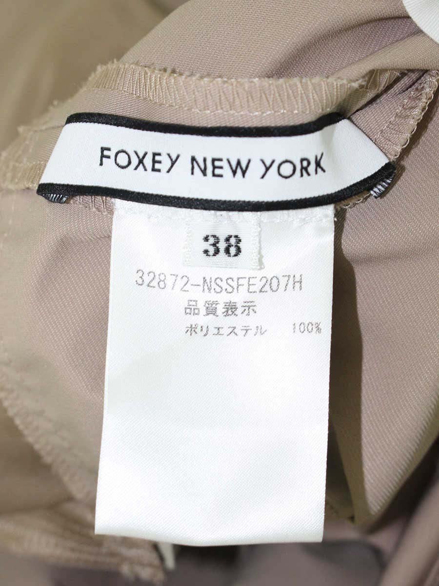フォクシーニューヨーク ホリー 32872 スカート 38 ブラウンベージュ タックフレア IT8N3CZTZAYW