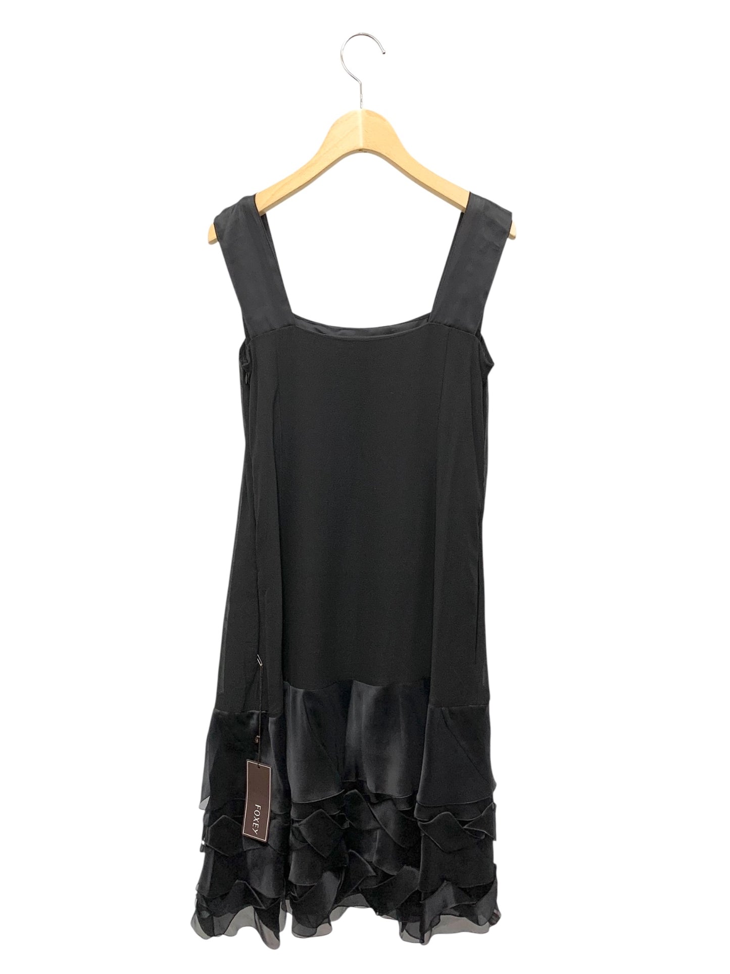 フォクシーブティック Dress 38540 ワンピース 38 ブラック シルク オーガンジーフリル IT49EXJ90Y8P