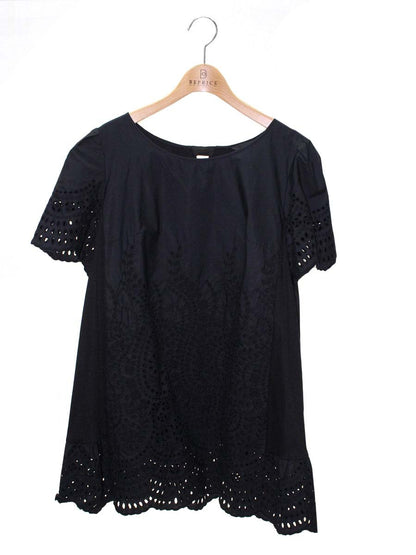 トゥービーシック W5P14-782-09 チュニック 42 ブラック カットワーク 刺繍 ITKTWC2821JC