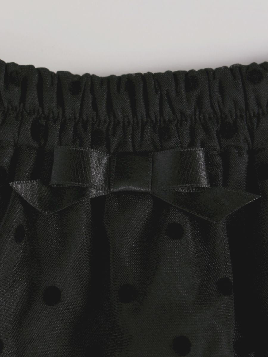 エムズグレイシー 017124 スカート 40 ブラック チュール ドット リボン レイヤード ITLD5R0PLSVS