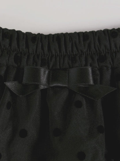 エムズグレイシー 017124 スカート 40 ブラック チュール ドット リボン レイヤード ITLD5R0PLSVS