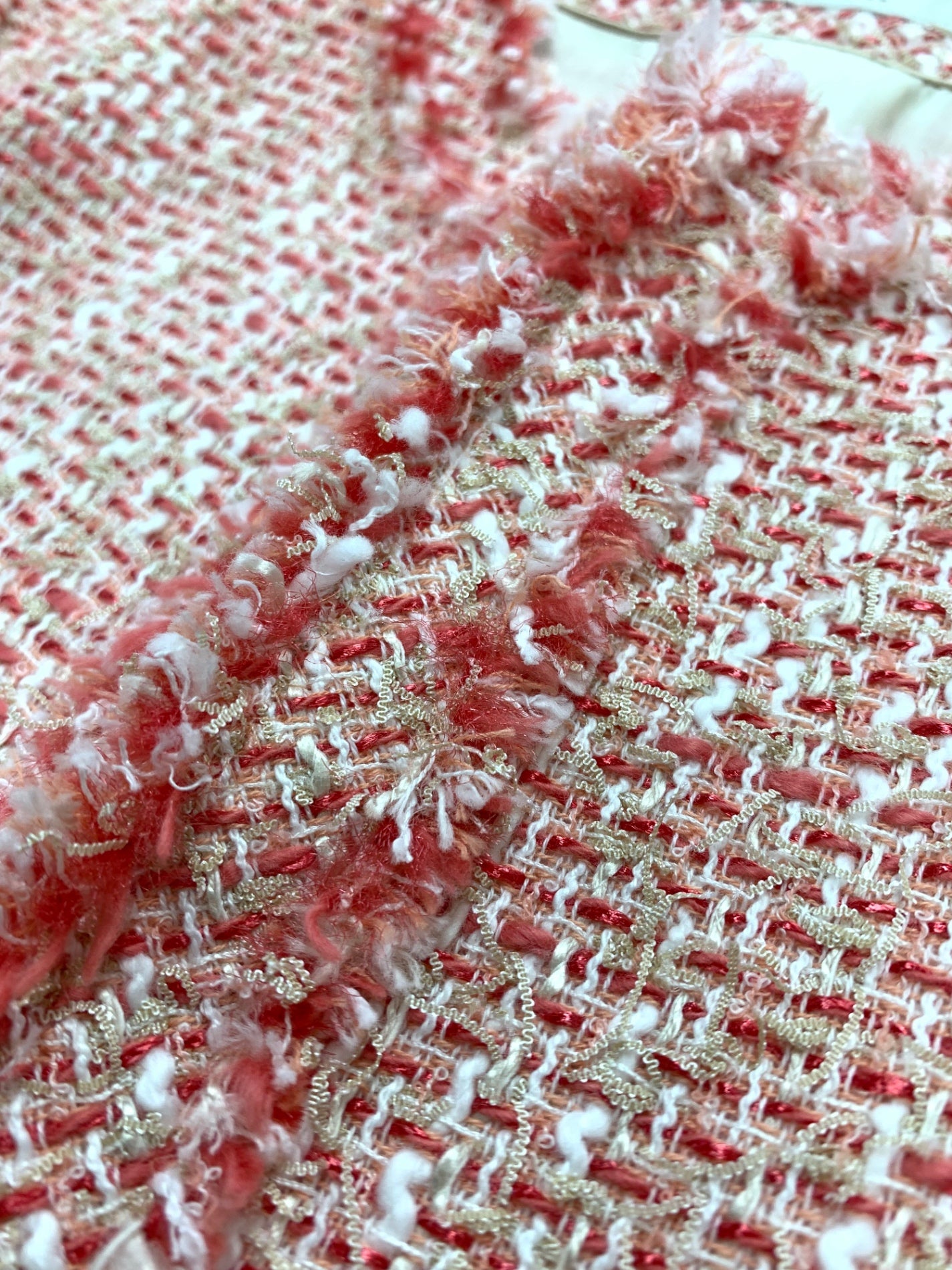 エポカ ライトファンシーツィード ノーカラージャケット M5E17-530 40 ピンク ITO5DYMXWS8A