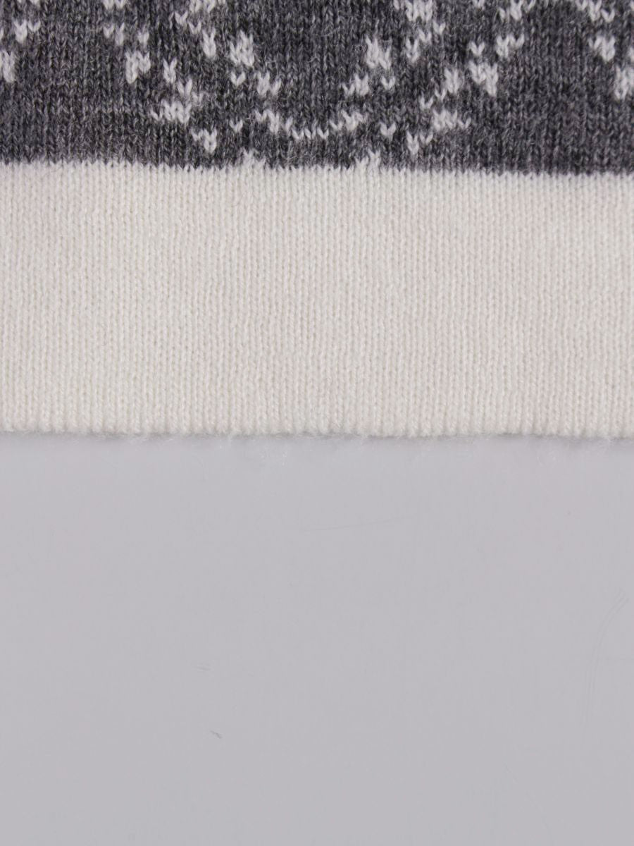 スーパービューティー ロングベスト 42 グレー ニット フェイクパール ラインストーン ITHSHV8UL8YG