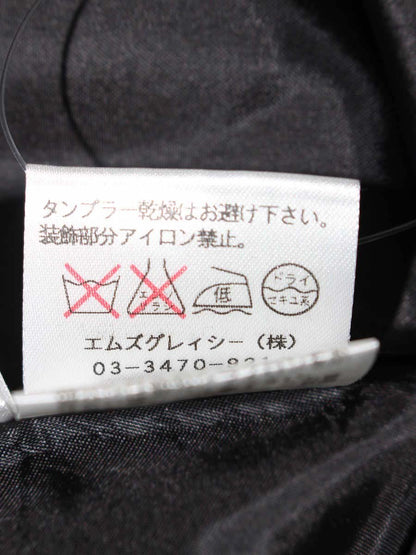 エムズグレイシー 027583 スカート 38 ブラック ウール混 フラワーモチーフ フェイクパール ITP99NB5CQPE