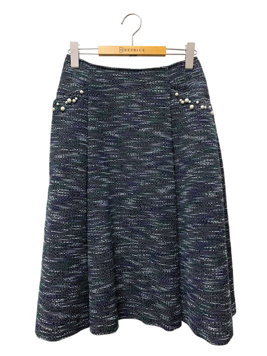ルネ 6234060 スカート 36 ネイビー TISSUEツイード パール ITJDKOI9NF40