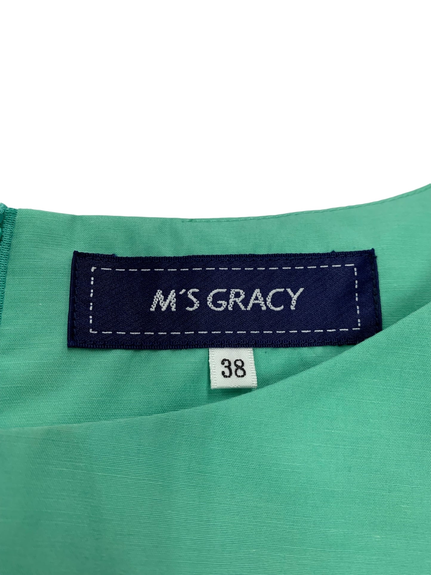 エムズグレイシー 裾刺繍タックワンピ―ス 411349 38 グリーン ITUW1FARHUF8