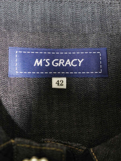 エムズグレイシー ビジューボタン付きデニムジャケット 214504 デニム パールボタン 42 ブラック コットン IT3P7X97GVOS