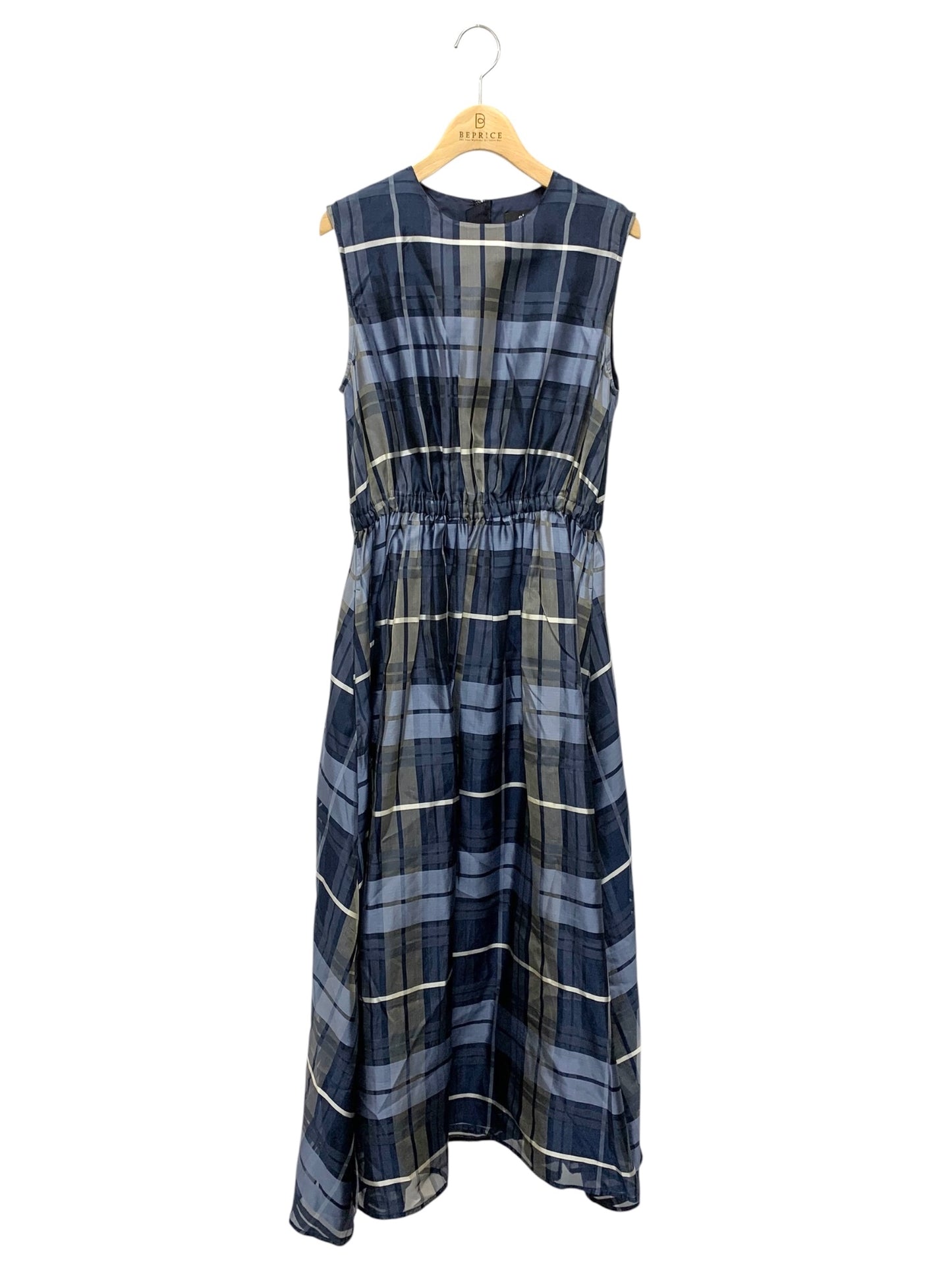 エブール シアーチェックオーガン 3510300513 ワンピース 38 ブルー ITPJTZTCL5BM 【SALE】