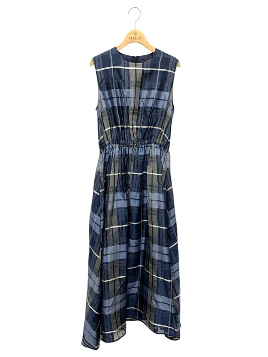 エブール シアーチェックオーガン 3510300513 ワンピース 38 ブルー ITPJTZTCL5BM 【SALE】