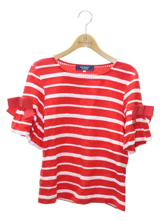 エムズグレイシー ロープ柄カットソー 315323 カットソー 40 レッド リボン IT5VPRCQ7TVU