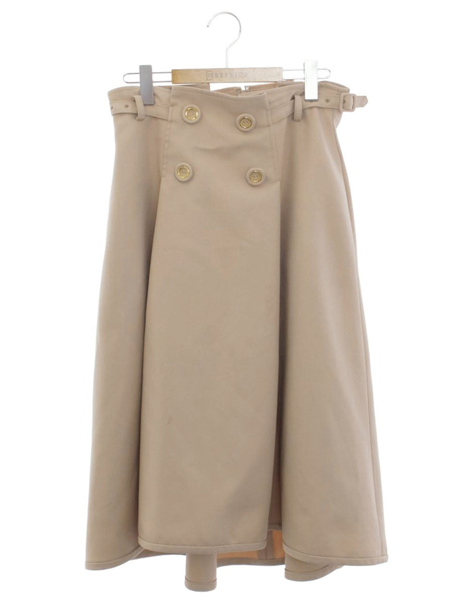 エムズグレイシー 917512 スカート 40 ベージュ サイドベルト ボタン ITN1JDNPQTV6 【SALE】