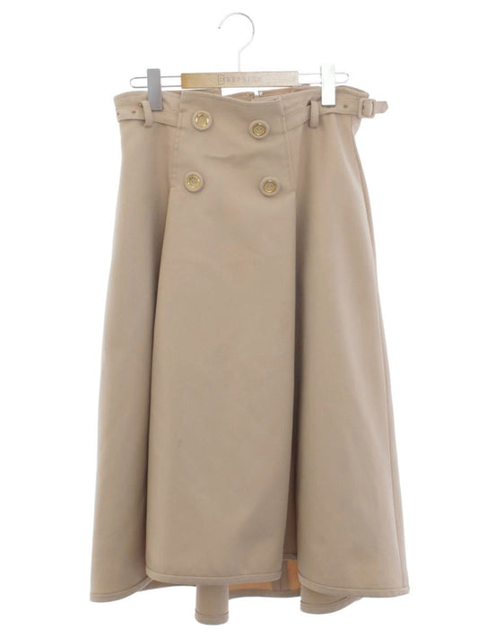 エムズグレイシー 917512 スカート 40 ベージュ サイドベルト ボタン ITN1JDNPQTV6 【SALE】