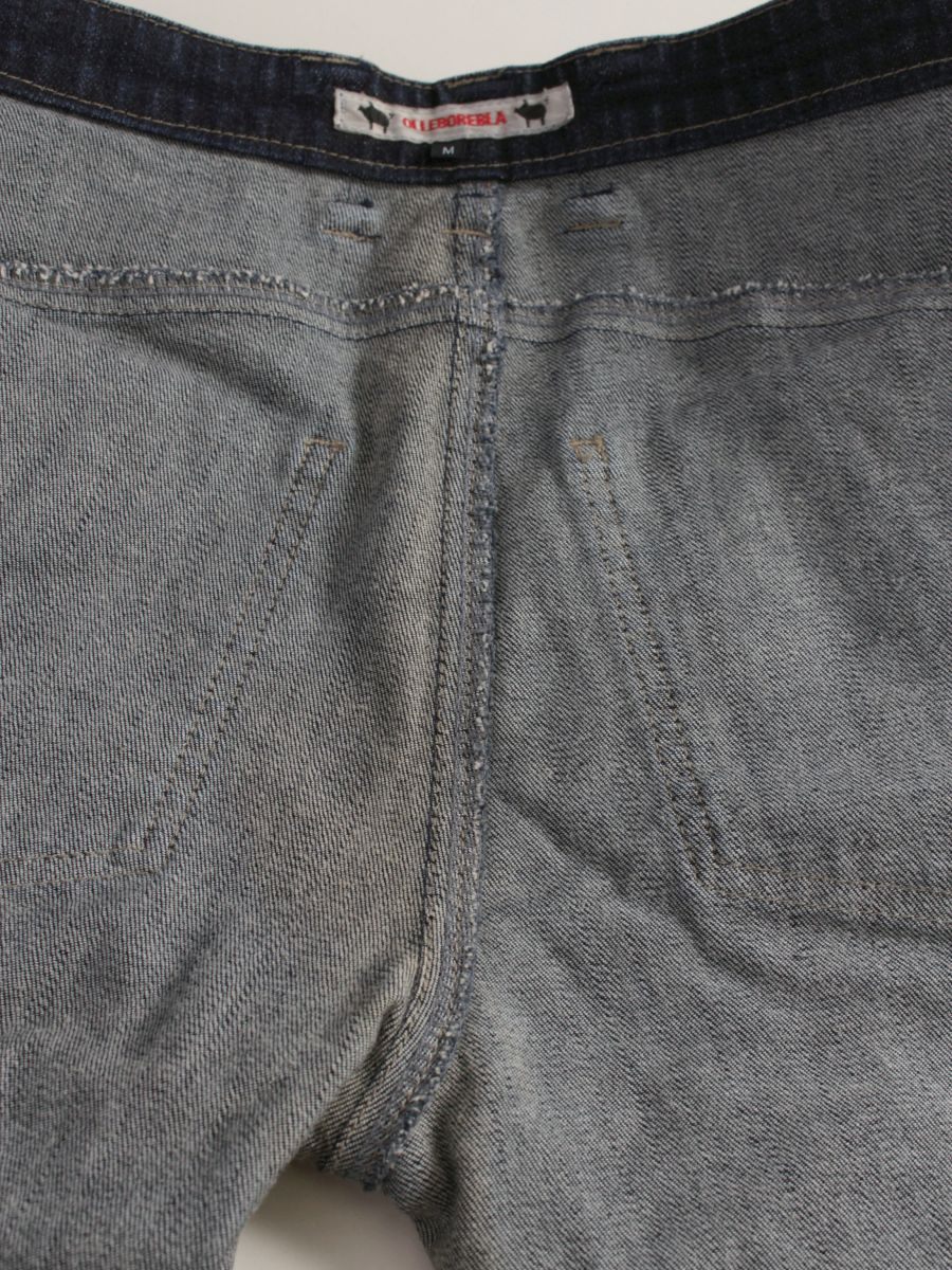 アルベロベロ 318090 デニムパンツ M ネイビー パッチワーク ビジュー IT96UE4CANXZ
