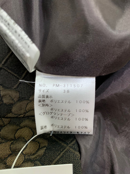 エムズグレイシー 311507 ワンピース 38 ブラウン エンボス フラワーモチーフ リボン ITXCSQFNT8SZ