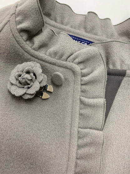 エムズグレイシー 119608 コート 38 グレー フリル付きレディーライクコート IT85WKQASRDO