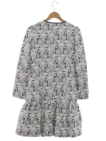 エムズグレイシー 629101 コート 38 ブルー フラワーモチーフ レースノーカラー カメリア Wジップ ITB119EMRSAN 【SALE】