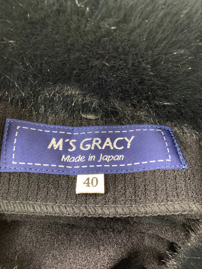 エムズグレイシー 314603 コート 40 ブラック フェイクファー ニット IT919MLW769E