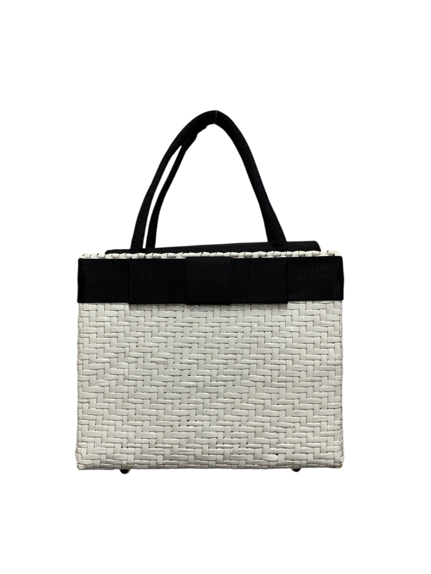 フォクシーブティック ハンドバッグ ホワイト カゴ スクエア リボン IT1NOZHY2BCI