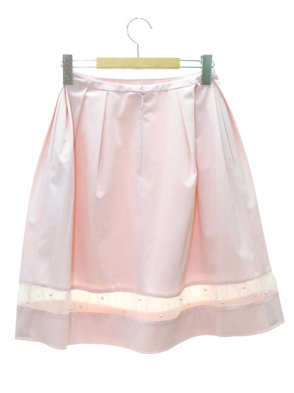 ルネ basic 5424040 スカート 34 ピンク タック フレア レース ビジュー ITJ8BLKASXEN