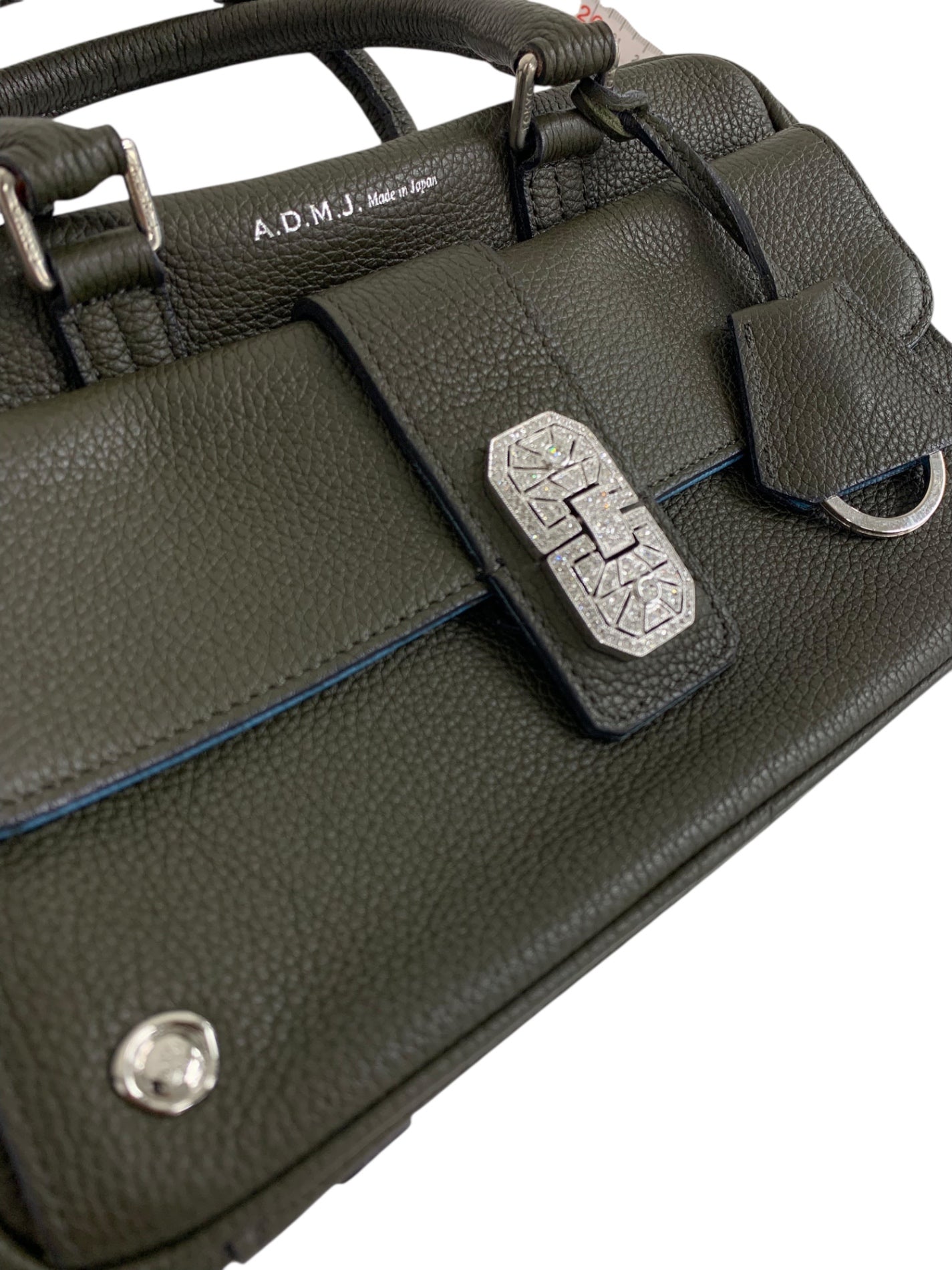 エーディーエムジェイ アールデコボストン ハンドバッグ カーキグリーン ショルダー 2way レザー モーツァルト スワロフスキー IT1VI8M7SM8G