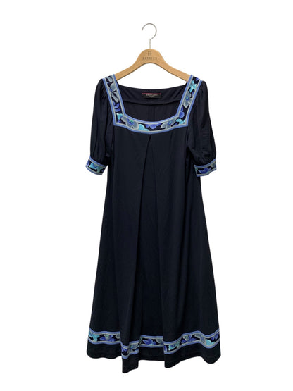 レオナールファッション 0130576 ワンピース L ネイビー カンカン素材 フラワープリント ITGW3UV0LSXM