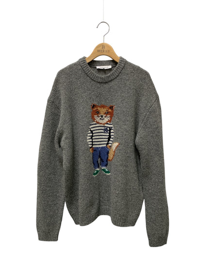 メゾンキツネ DRESSED FOX INTARSIA JUMPER NM00809KH0002 セーター M グレー IT72D63KDQHC