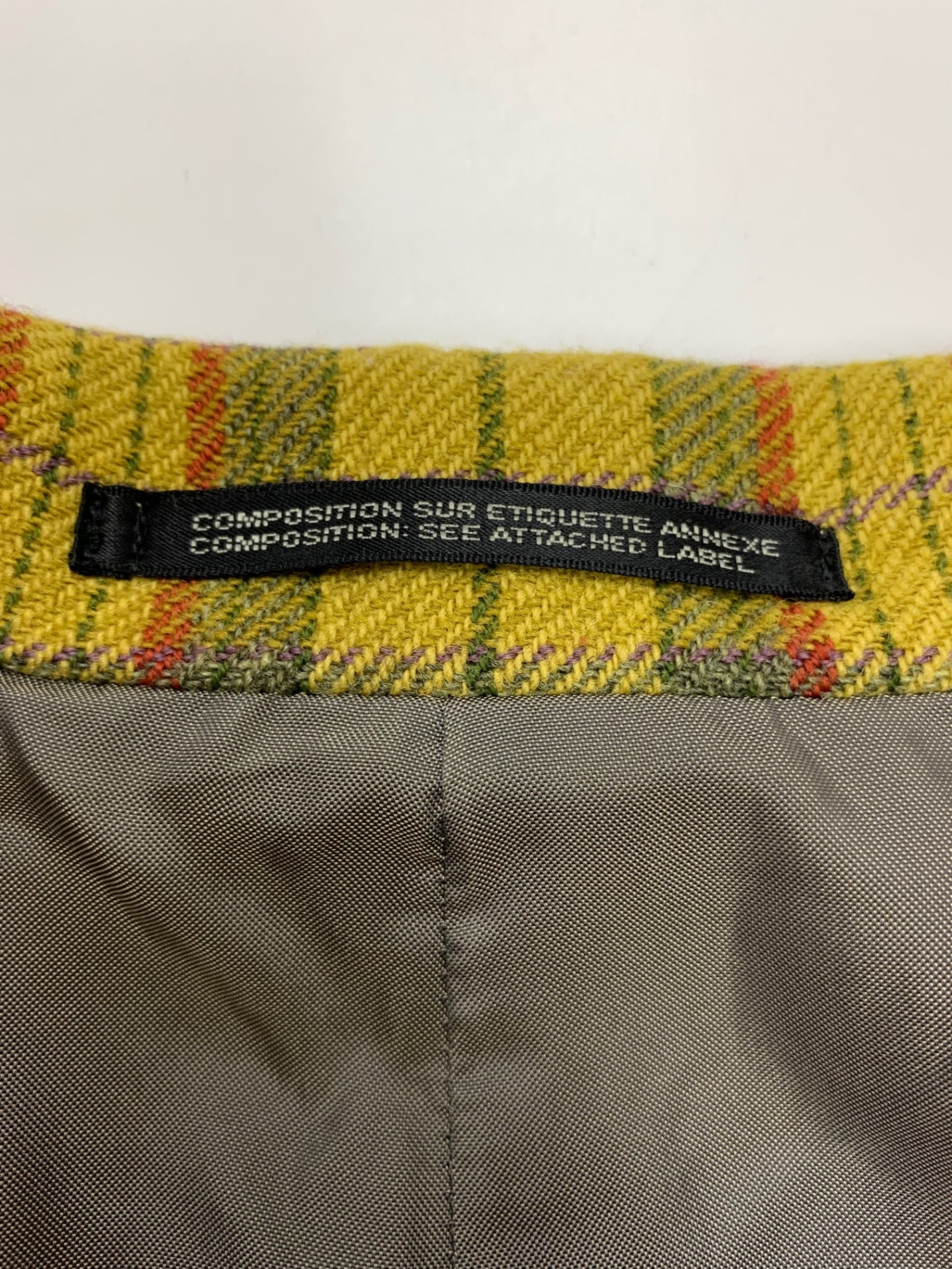 ヨウジヤマモトプールオム HG-J60-146 コート S イエロー チェック 96AW ITG45GW0QWEC 【SALE】