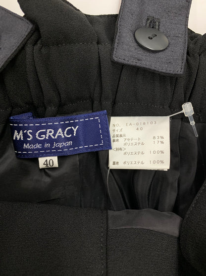 エムズグレイシー 016103 ワイドパンツ 40 ブラック サスペンダー ITGAXAHW9QIZ 【SALE】