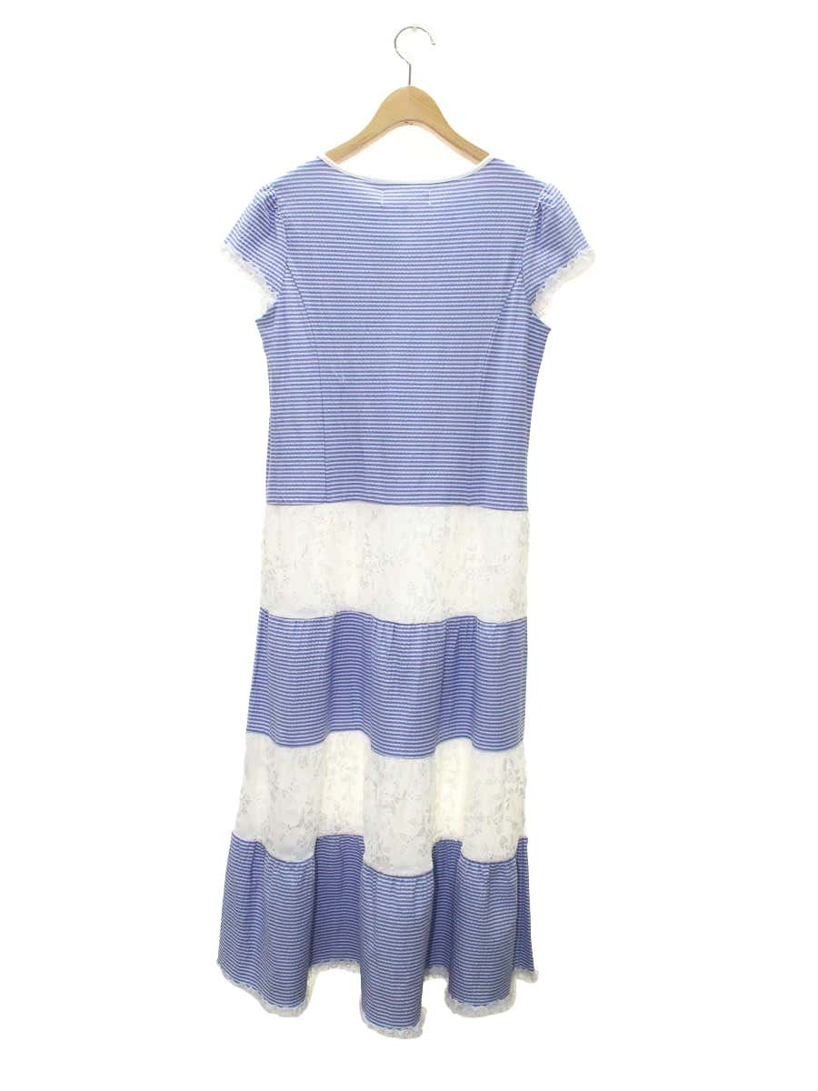 スーパービューティー ワンピース 40 ブルー ストライプ レース ITJNPYI53AQK