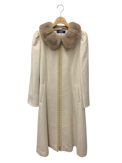 エムズグレイシー スーパー120ドレスコート 219613 コート 40 ベージュ  フェイクファー ウール 2way ダブルジップ IT9G21XUCJPS